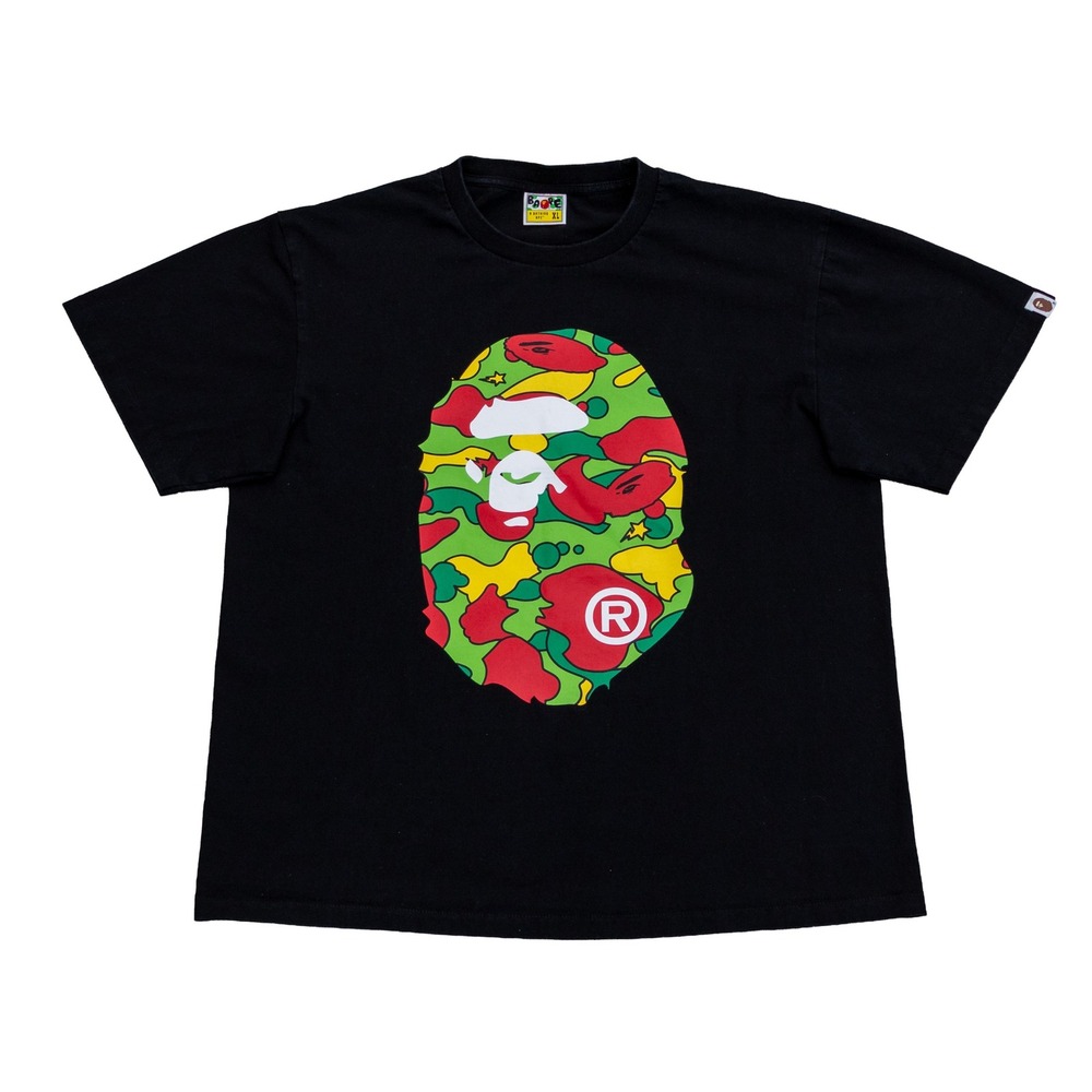 BAPE‎ A Bathing Ape Sta Camo Ape Head T-Shirt Black Men's XL Japan Rare